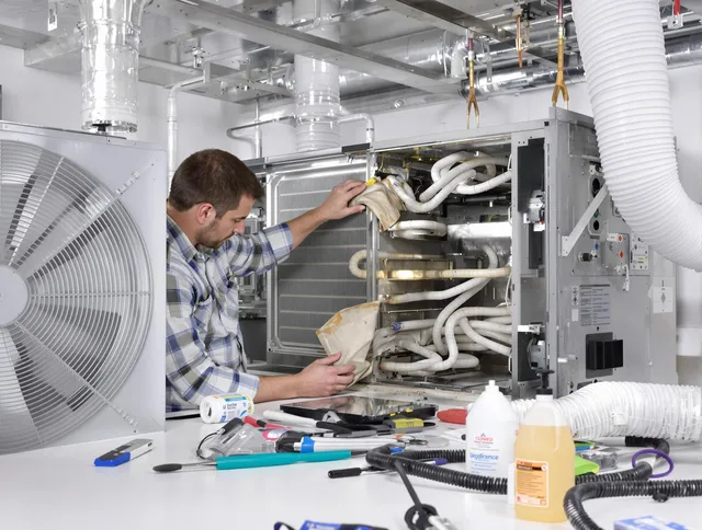 Hanover Air Duct Cleaning specialist performing precision AC coil cleaning in Hanover