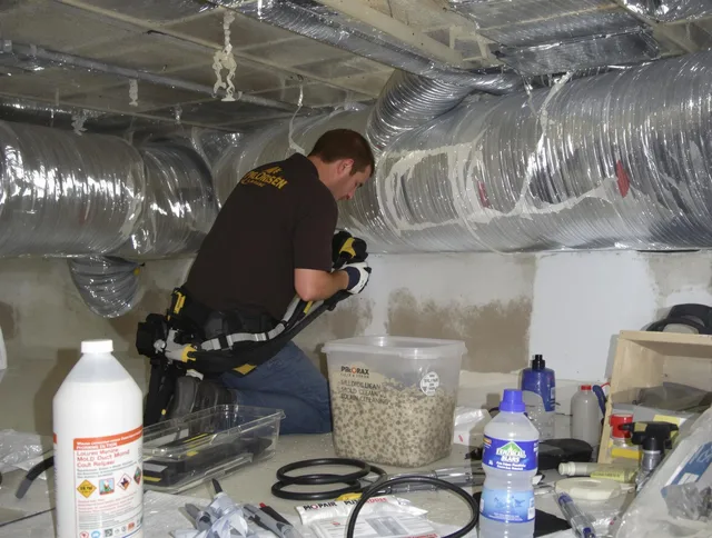 Hanover Air Duct Cleaning specialist performing professional mold removal from air ducts in Hanover