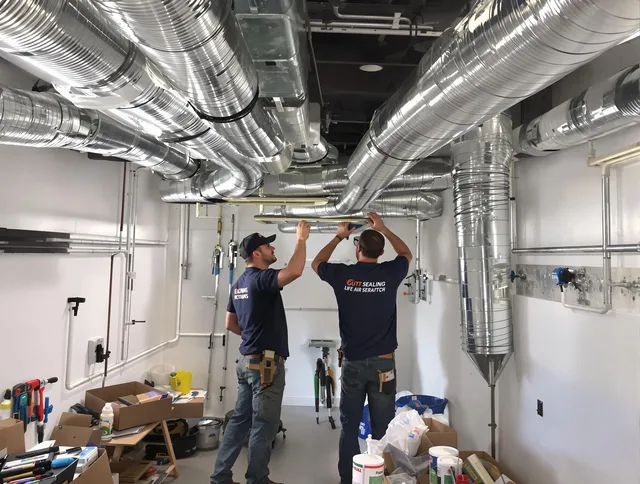 Hanover Air Duct Cleaning technician applying professional duct sealing solutions in Hanover