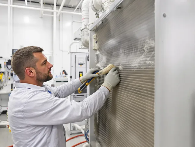 Hanover Air Duct Cleaning technician performing precision commercial coil cleaning at a Hanover business
