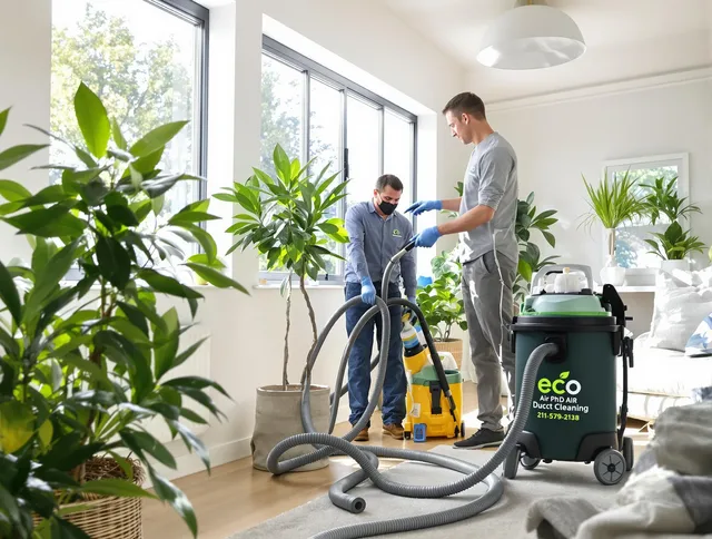 Hanover Air Duct Cleaning technician performing eco-friendly duct cleaning using sustainable methods in Hanover