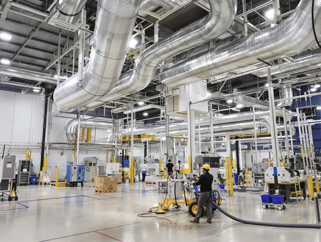 Hanover Air Duct Cleaning team performing comprehensive industrial duct cleaning at a large facility in Hanover